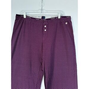 Tommy Hilfiger Mens XL Purple Cream Dot Pajama Bottoms Lounge Pants Stretch Y2K